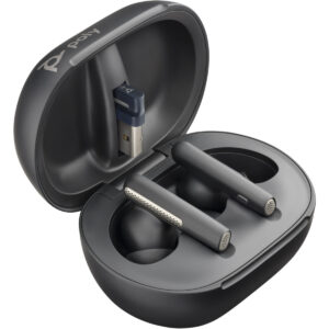 10536_1 Poly Voyager Free 60+ UC M + BT700 USB-C Adapter + Touchscreen Charge Case In-ear Bluetooth Handsfree Ακουστικά με Θήκη Φόρτισης Carbon Black 0197497053913